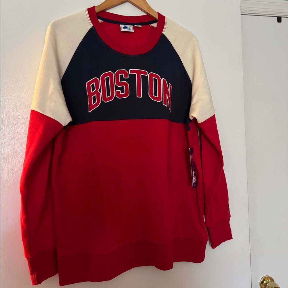 STARTER Boston Red and Cream Crewneck Sweater